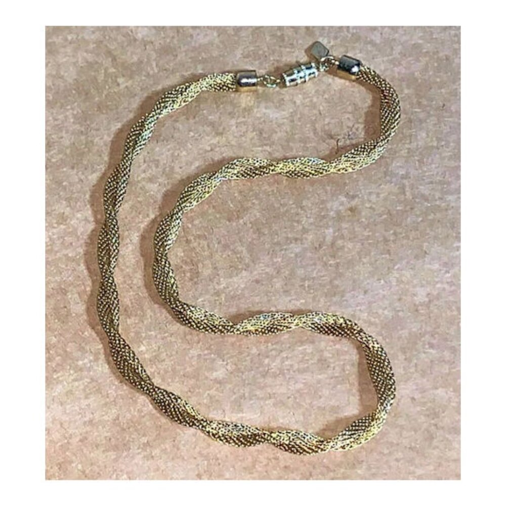 Gold Twisted Rope Necklace - 8 inch Choker - Picture 3 of 5